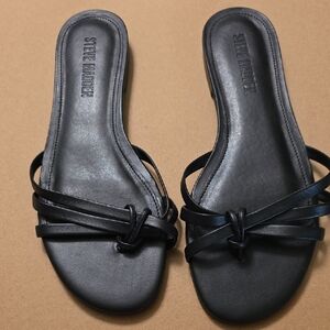 Steve Madden Black Knotted Strap Slide Sandals